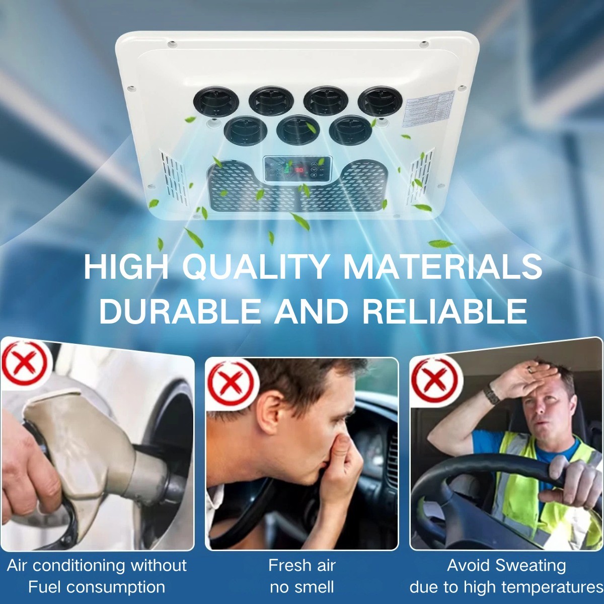 12000BTU 24V Rooftop DC Air Conditioner RV A/C Unit Non-Duct Cool & Heat 2 in 1