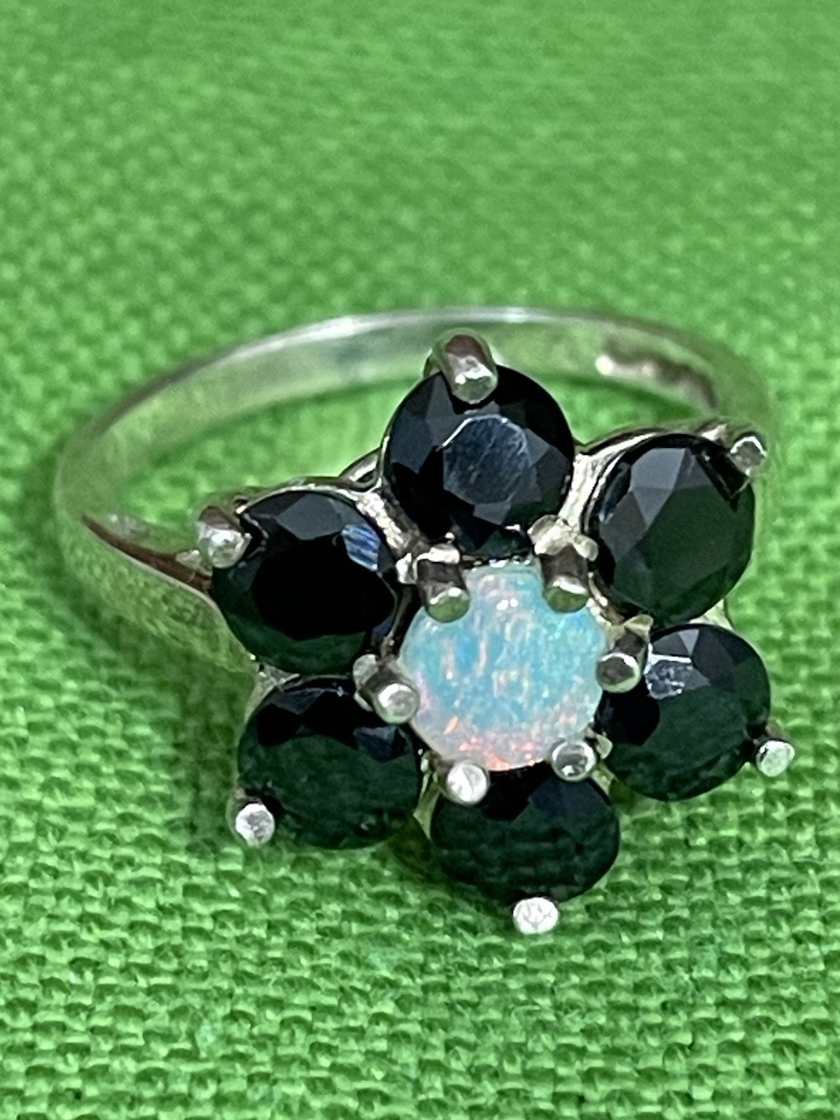 Solid 925 Sterling Silver Natural Opal, Sapphire … - image 2