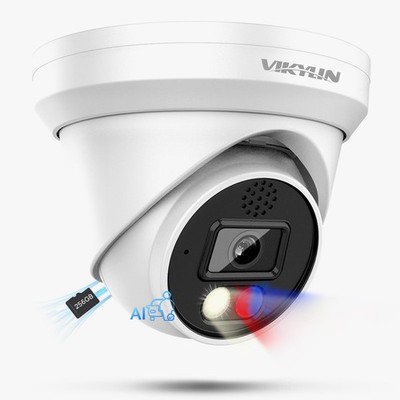 VIKYLIN 4K 8MP PoE IP Dome Camera Active Deterrence (red/Blue LED, Siren), 98...