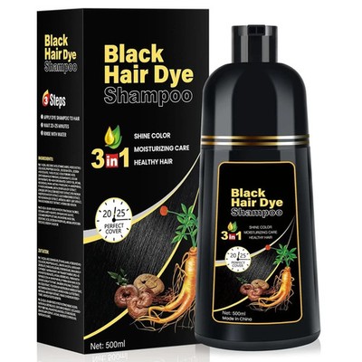 Natürliches Schwarzes Haarfärbeshampoo, Black Hair Dye Shampoo 3 in 1 Sofort