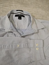 Marc Anthony Print Long Sleeve Button Front Shirt Small Blue Patterned Preppy