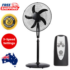 50cm Pedestal Fan Oscillating 3 Speeds Tilt Adjustable, Timer, Remote, Black