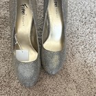 Fioni Women’s Silver Glitter Faux Leather Round Toe Slip On Stiletto Pumps US 10 — photo 6