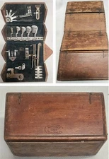 Antique 1889 Singer Oak Sewing Puzzle Box with Attachments Sewing Machine Parts
