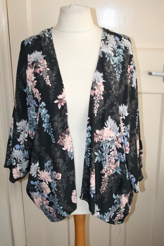 SIZE 16 NEW LOOK BLACK FLORAL COVER UP
