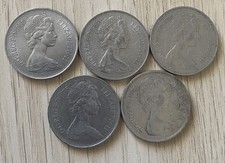 5 x Large Size Ten Pence 10p, 1968, 1969, 1970, 1975 & 1976