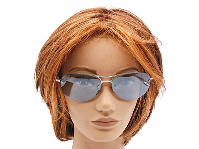 Foster Grant Forbidden Sunglasses Metal Frame Round Oval Blue Tint Lens w/ Case