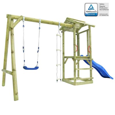 vidaXL Holz Spielturm mit Leiter Rutsche Schaukel ...