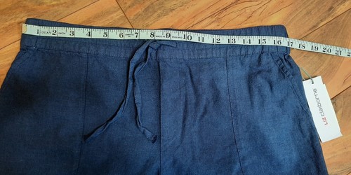 Liz Claiborne Drawstring Linen Blend Crop Capri Pants Size M Blue Indigo NWT - Picture 8 of 10
