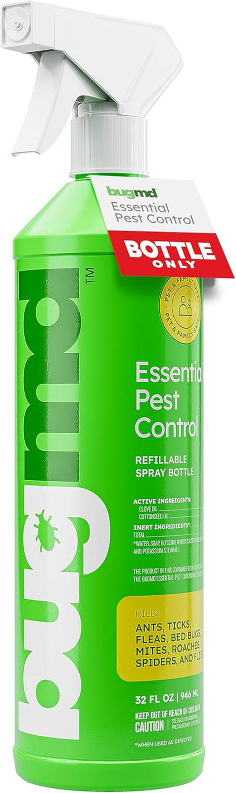 BugMD Essential Oil Concentrate Use Pest Pure 100% Refillable Spray Bottle 32 oz