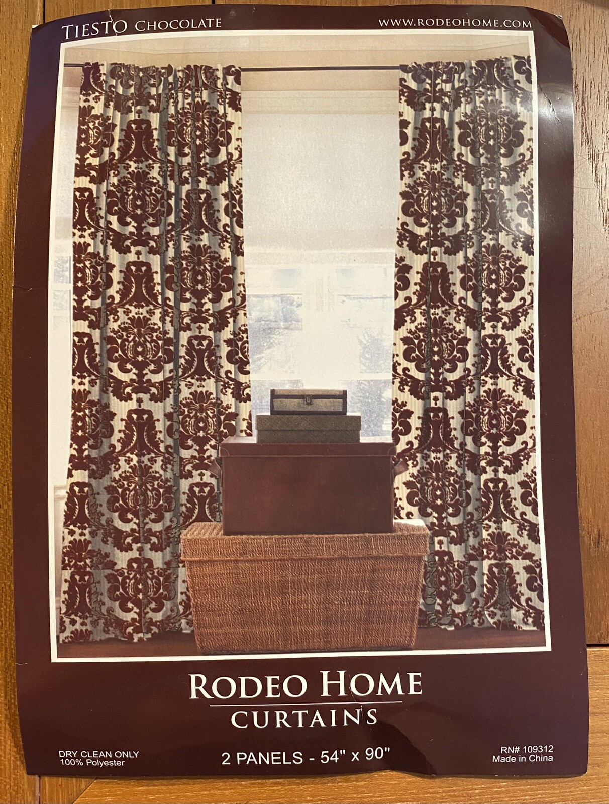 Pair of 2 Rodeo Home Curtains 54" x 90" TIESTO CHOCOLATE w/Tasseled Tie