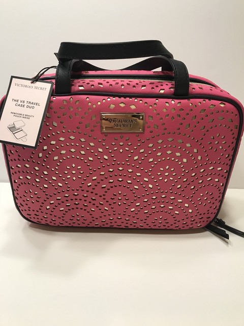 Victoria's Secret Travel Case Duo Pink Python Beauty Bag Makeup