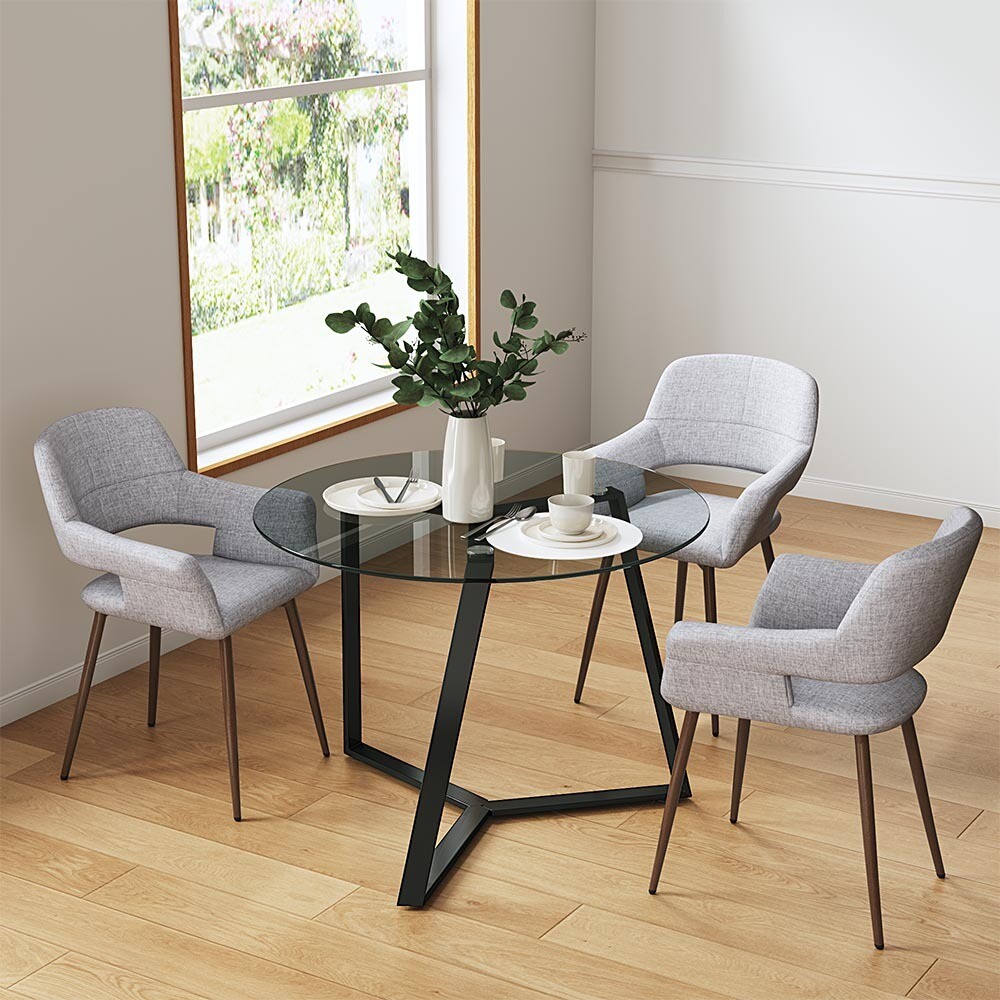 Large Round Dining Glass Table for 4-6 Seater Home Office Room