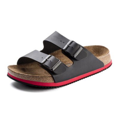 Birkenstock Sandale Arizona Superlauf, Birko-Flor, schwarz/rot, schmal, Größe 47