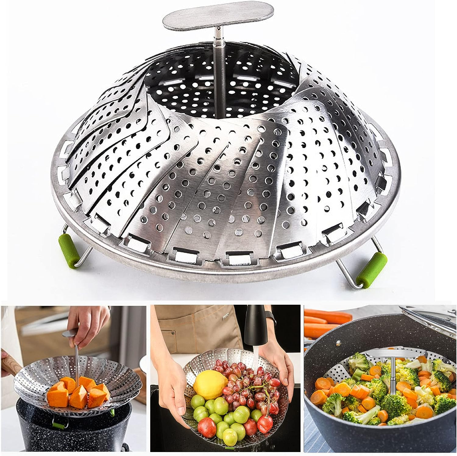 Stainless Steel Vegetable Steamer Basket for Veggies Broccoli Meat Cooking Pot-image