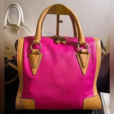 Pour La Victoire Spring Pink Buttery Soft Leather Satchel With Crossbody Strap