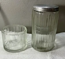 Hoosier Cabinet Open Salt Jar And Matching Coffee Jar, Both Vintage