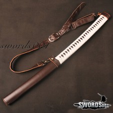 Walking Dead Michonne Brown Cow Leather Saya Sheath For Japanese Katana Swords