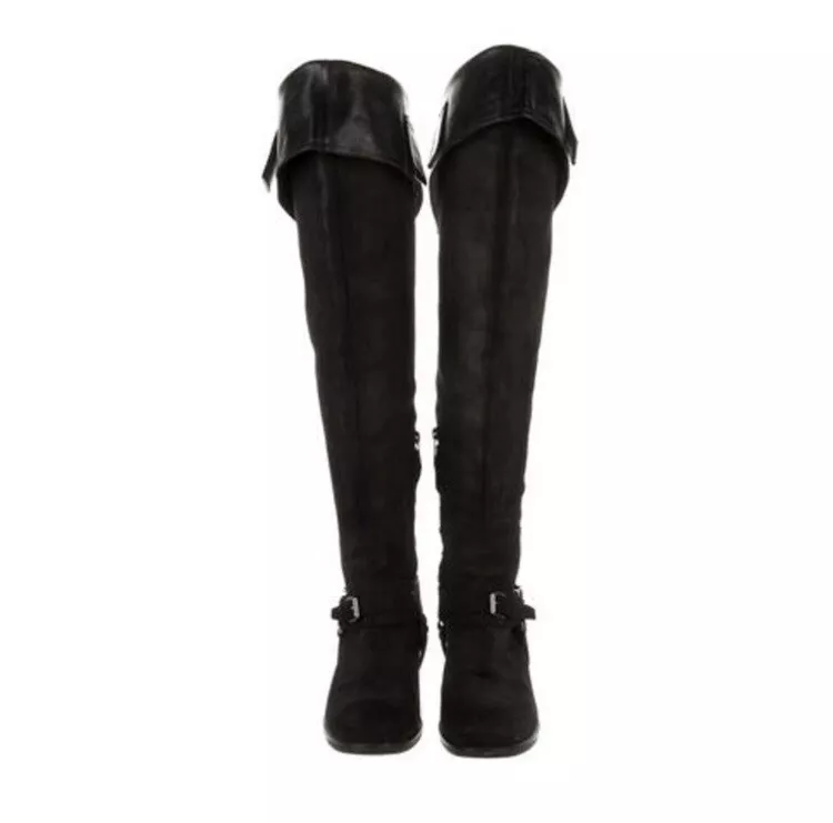 Bottes d'équitation moto motard harnais sur le genou noir daim Dior Galliano taille 6,5