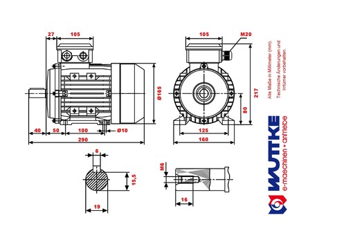 Elektromotor Drehstrom 0,75kW S6 1500/min Welle 19mm 80 B3(Fuß) - Bild 6 von 11