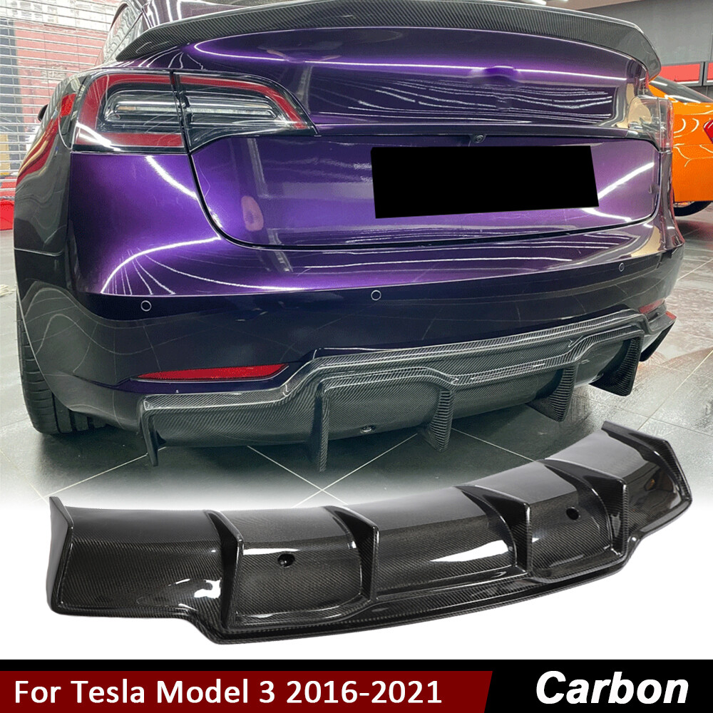 For Tesla Model 3 2016-2023 REAL CARBON FIBER Rear Bumper Diffuser Lip Body Kit