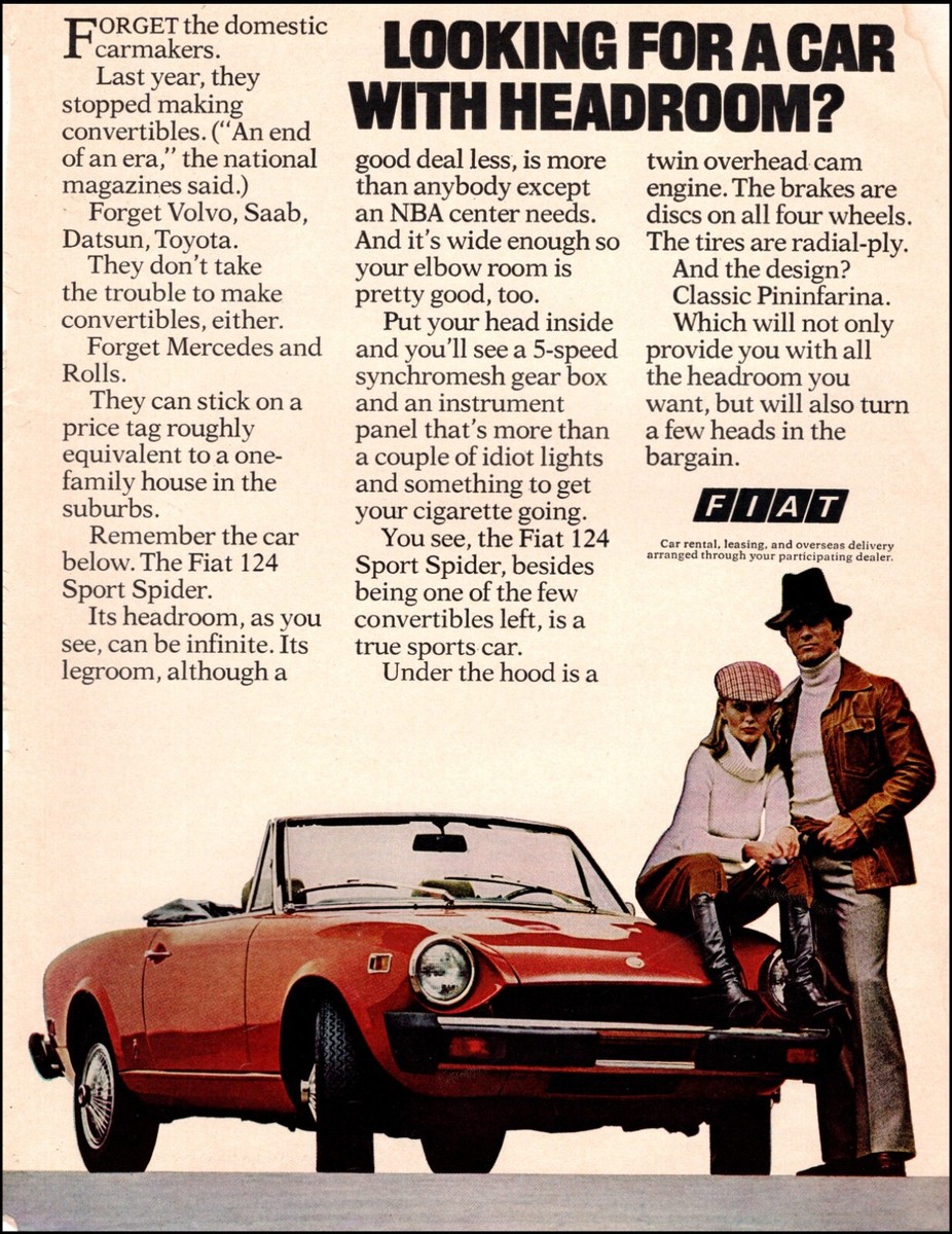 1985 Italian Sports Car AD for FIAT 124 Sport Spider Red