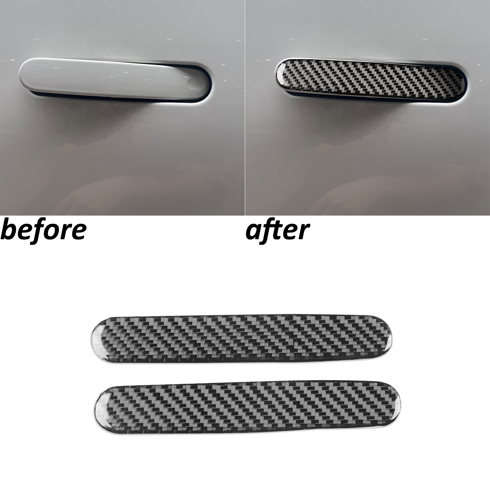 Real Carbon Fiber Exterior Door Handle Panel Cover Trim for Jaguar F-Type 2014-2024