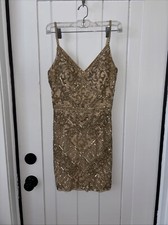 Mori Lee Gold Dress Beaded Size 6 DAMAGED