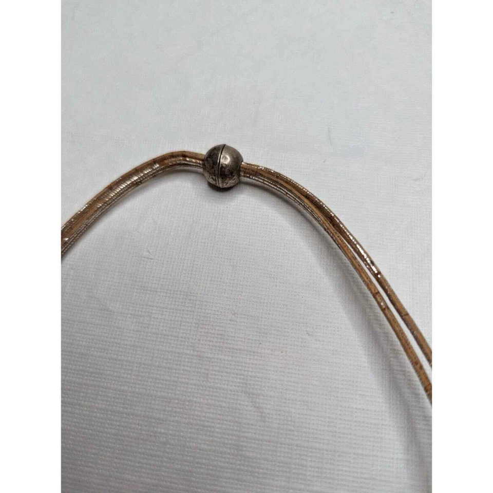 Vintage 1960s Copper Spiral Necklace Rolled Leather String - Image 4 of 4