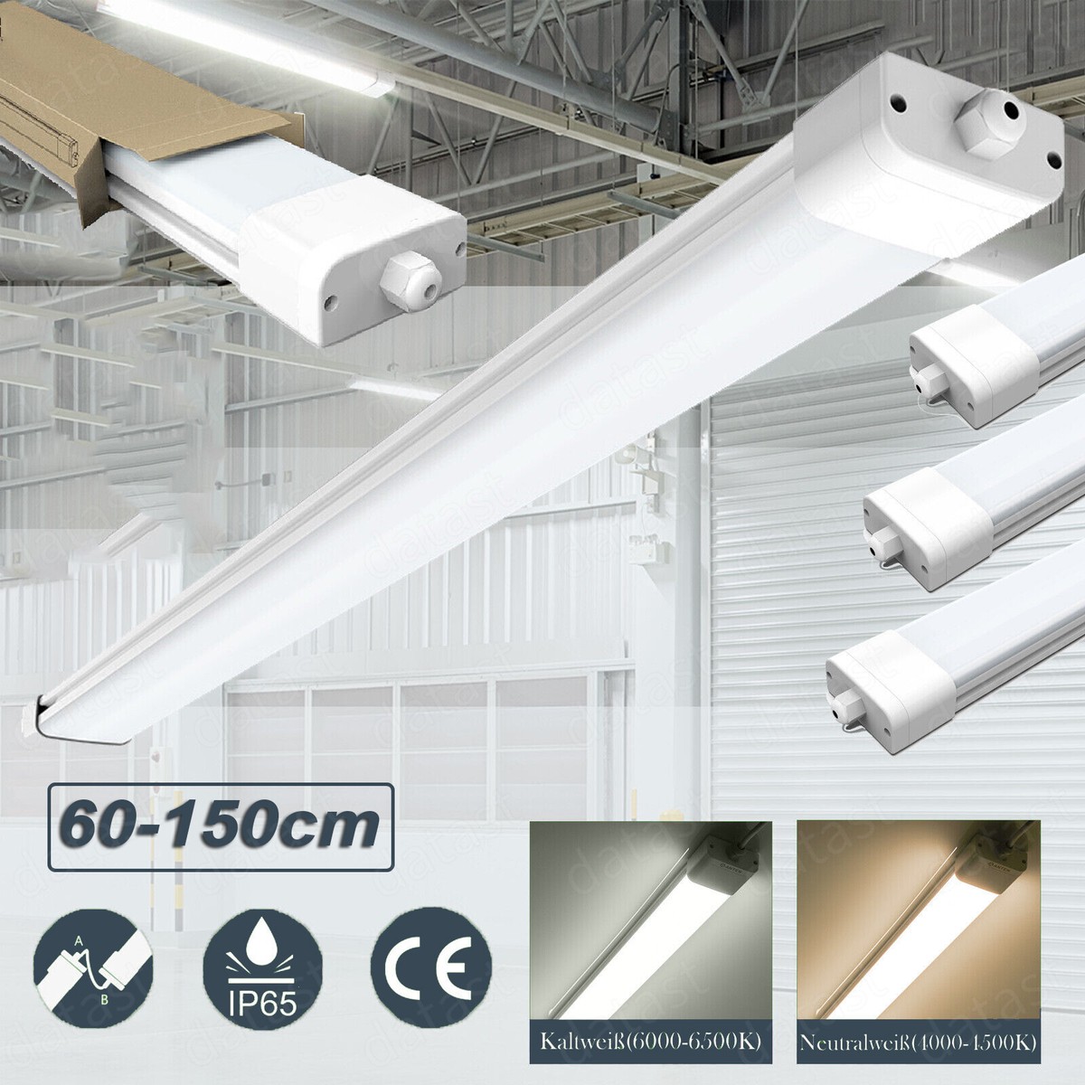 60/120/150cm LED Feuchtraumleuchte Leuchtstoffröhre Deckenleuchte