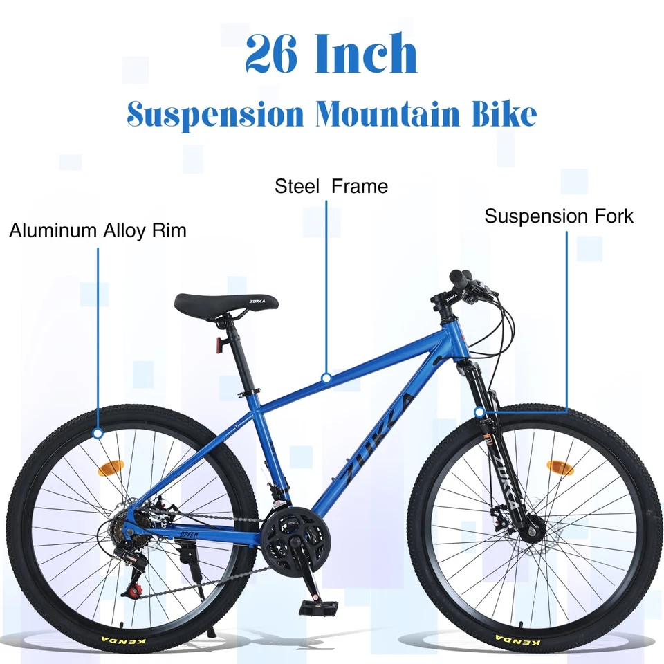 MEGHNA 26 Inch Mountain Bike Front Suspension 24 Speed Steel Frame - Image 2 of 4