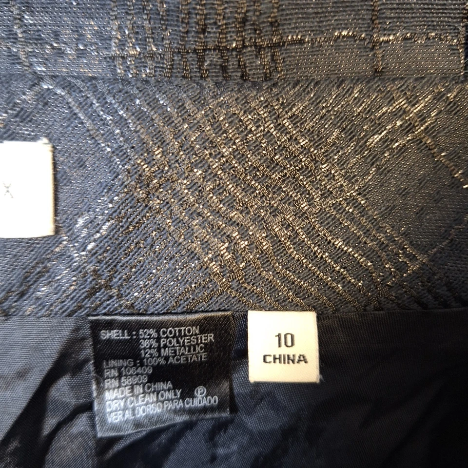 Falda Cremieux Línea A Ligera Elastizada Sólida Metálica Negra Para Mujer Talla 10 Foto 4 de 4