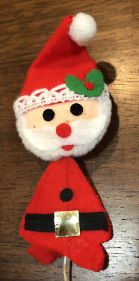 Vintage Christmas Santa on wire stick 9.5” Ornament Display Craft