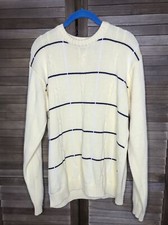 Vintage Retro Bill Blass Menswear Sweater L Cotton Preppy Cable Yellow Grandpa