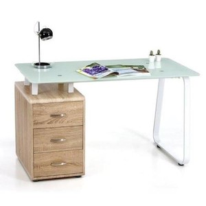 Scrivania connec piano vetro con cassettiera rovere cm 130 comoda e ... Scrivania piano vetro