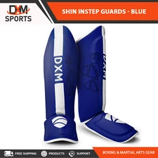 DXM Shin Guards Kickboxing Muay Thai MMA Fighting Training Pads Protection Blue