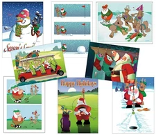 Assorted Golf Christmas Cards - 24 Boxed Christmas Cards and Envelopes - 82