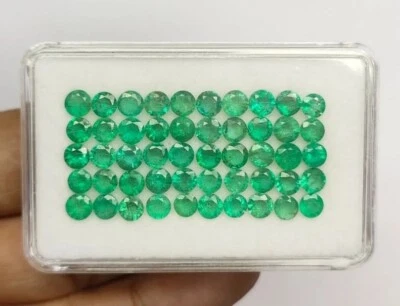 Natural Colombia Green Emerald 5 MM Round 16Pcs Lot GIE Certified Loose Gemstone - Image 1 of 4
