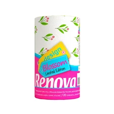Renova Blossom Paper Towels - Jumbo Roll, 2-Ply, 120 Sheets, Seasonal, Decor