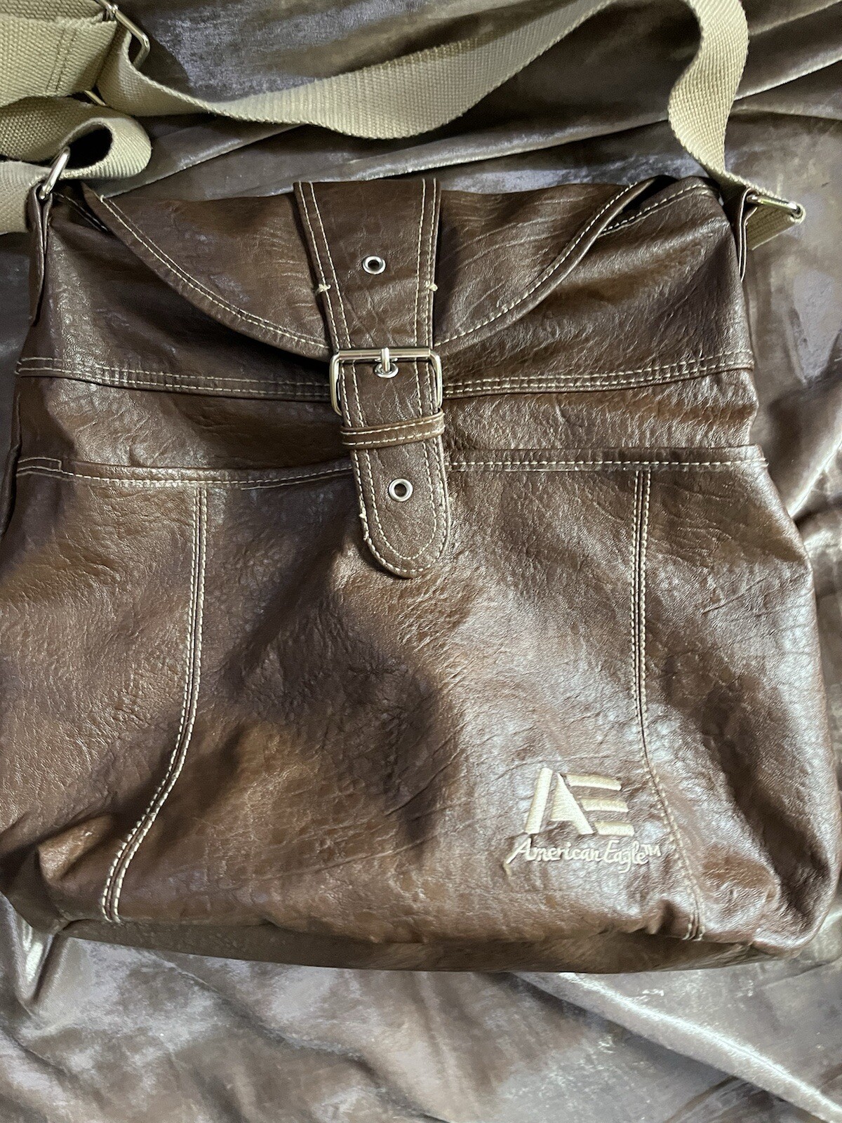 American Eagle canvas /LEATHER TYPE backpack/PURS… - image 1