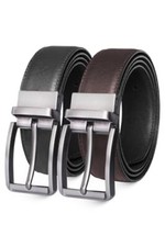 Men  s Casual Leather Belts - Dual Side Adjustable Buckle Dress Pants Mens Belts