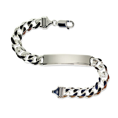 STERLINGSILBER HERREN IDENTITÄT ARMBAND KOSTENLOSE GRAVUR PANZERKETTE GLIED AUSWEIS VERPACKT