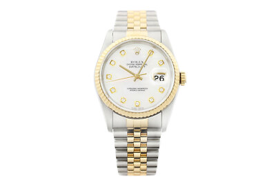 Rolex Datejust 18K Yellow Gold & SS Mother of Pearl Diamond Dial