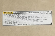 Toyota locker differential sticker warning label 4runner tacoma TRD
