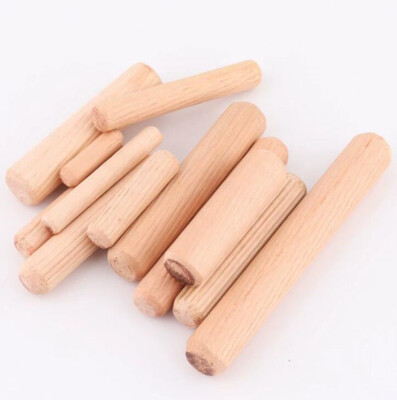 50 Stück Holzdübel 15mm - Geriffelte Dübelstangen Hartholz 50mm Länge