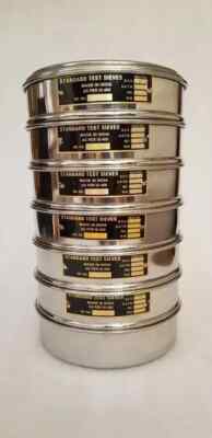 SS Sieves Heavy Gauge Standard Testing Set of 7 With Lid & Pan