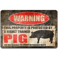 Pig Property Protected Sign, Farmhouse Hog Decor, Farmer Gift Barn, Z-PIS276