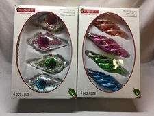 CELEBRATE IT Sparkling Creations Embellished Glass Christmas Ornaments (2) Sets