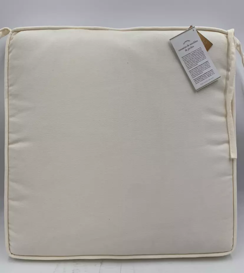 Pottery Barn Piped Outdoor Canvas Dining Chair Cushion Neutral 21