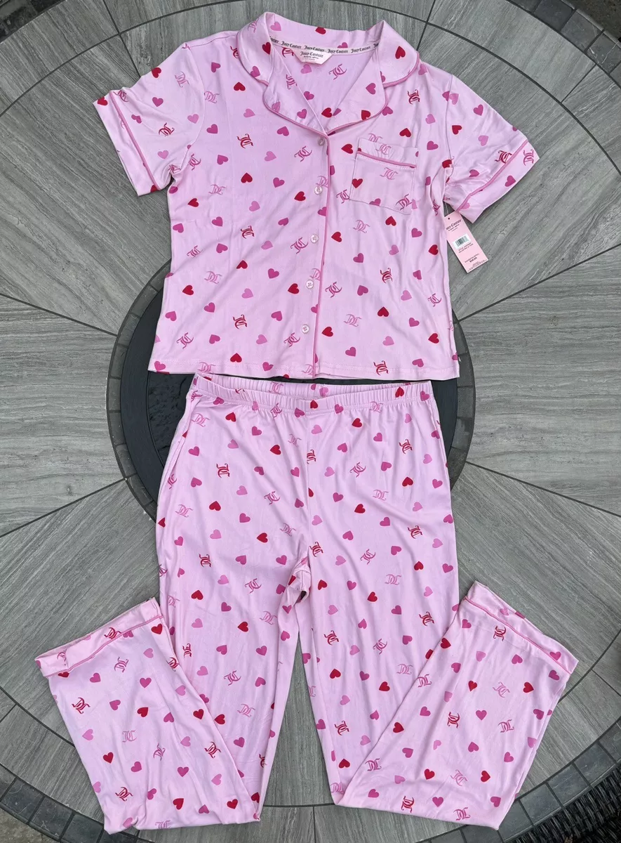 Size S Juicy Couture Hearts Logos Pajama Set Sleepwear Shirt Pants